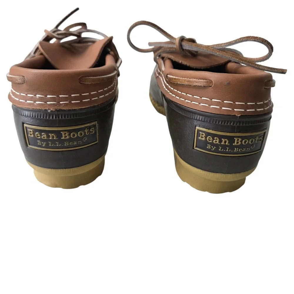 L.L.‎ Bean Mens Bean Boots Low Cut SZ 7N Brown Leather Rubber Shoes Waterproof